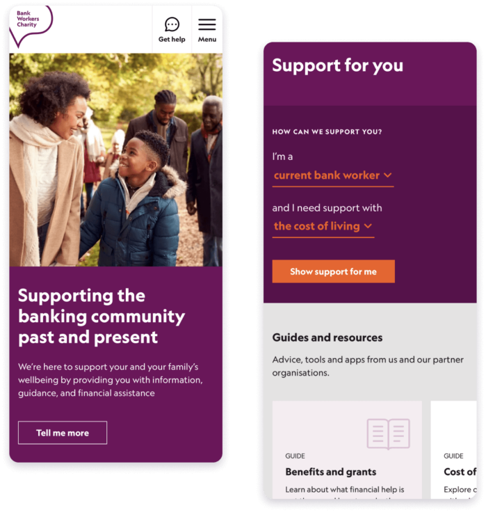 Website for The Bank Workers Charity