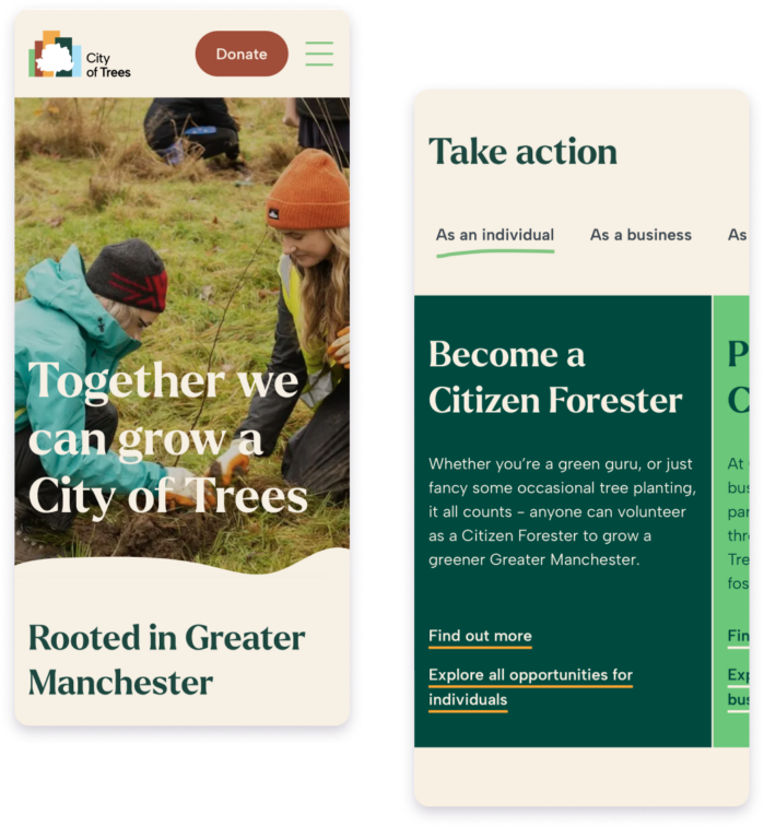 City of trees website screenshots